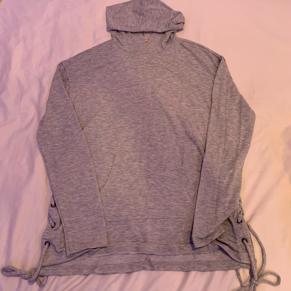 Grey long sleeve knitted hoodie Size: XS